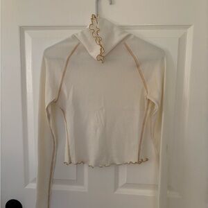 Urban Outfitters Cream and Yellow Turtleneck Knit Top